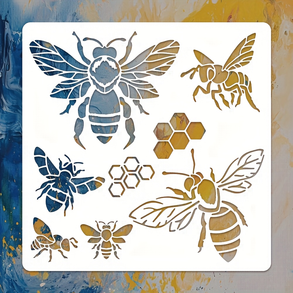 E-shop Bienen Schablonen 11.81X11.81 Zoll Schablonen für Anwendung auf Malerei Decoupage Große Wand Schablonen Home Dekor Möbel Schablonen & Kreative