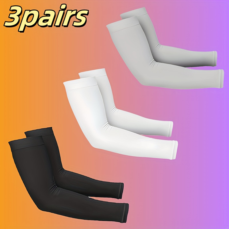 TEMU (3/6 Pairs) Classic Solid-color Cooling And Stylish Arm Sleeves Suitable For Men And Women - Ideal For Covering Casual Tattoos - Compression