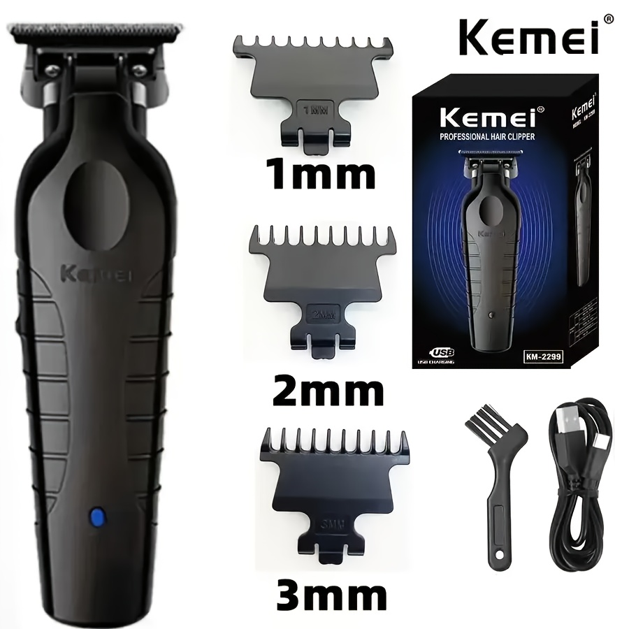 TEMU Electric Hair Clippers Km-2299 With Base Electric Hair Clippers Usb Oil Head Carving Push Clippers Hair Salon Hair Cutter