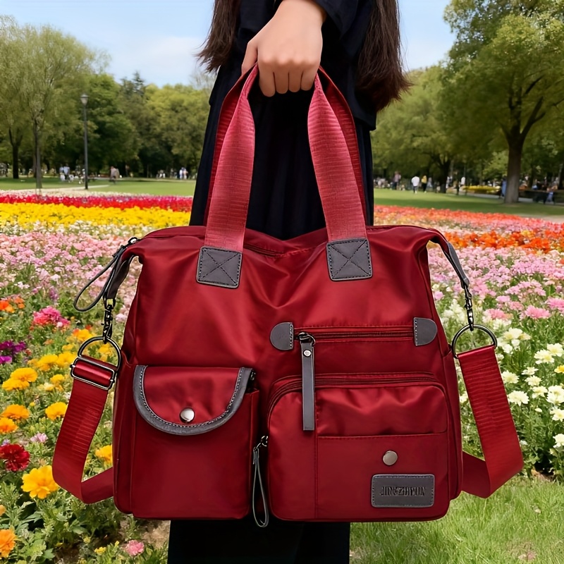 TEMU Large Capacity Tote Bag For Women, With 2pcs Random Color Perfume Refill Bottles, Fashion Shoulder Bag With Multiple Pockets, Casual Travel Tote
