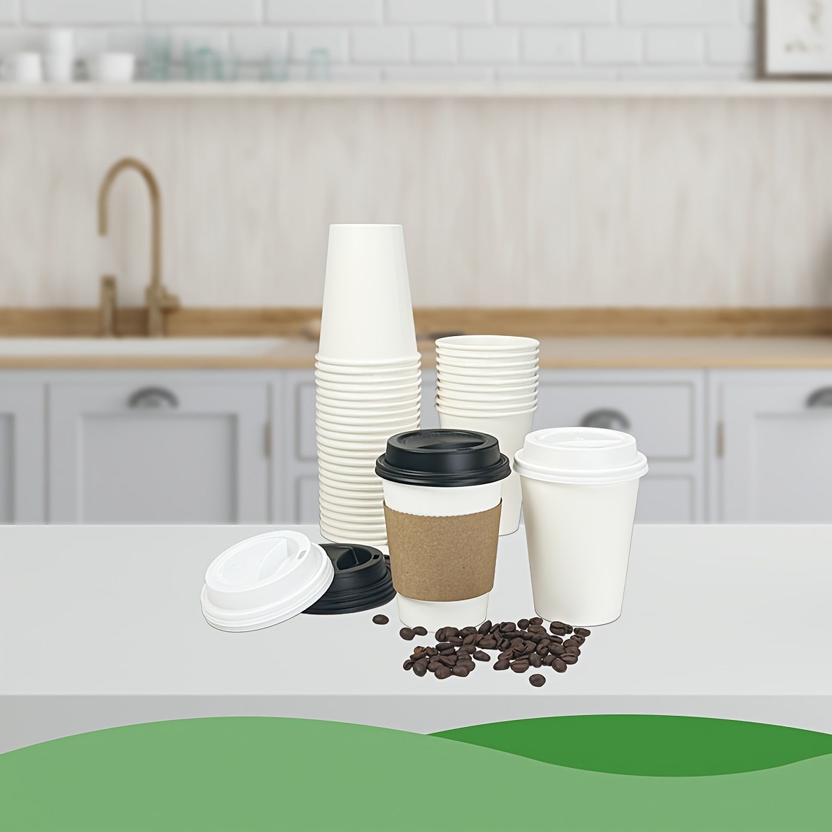 100 pack 12oz disposable coffee cups lids sleeves thermal - Temu