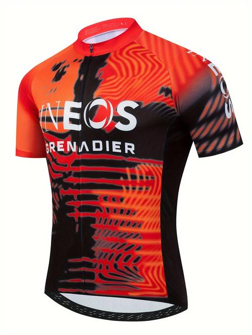 mens cycling jersey with rear pocket active quick dry high stretch breathable zip up short sleeves shirt for biking riding sports