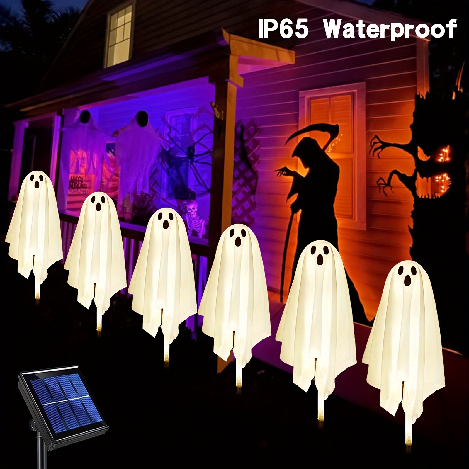 

Spooky Yard Stakes - 3/6pcs, Solar-powered Light-up Decor, Waterproof & For Outdoor Haunted House