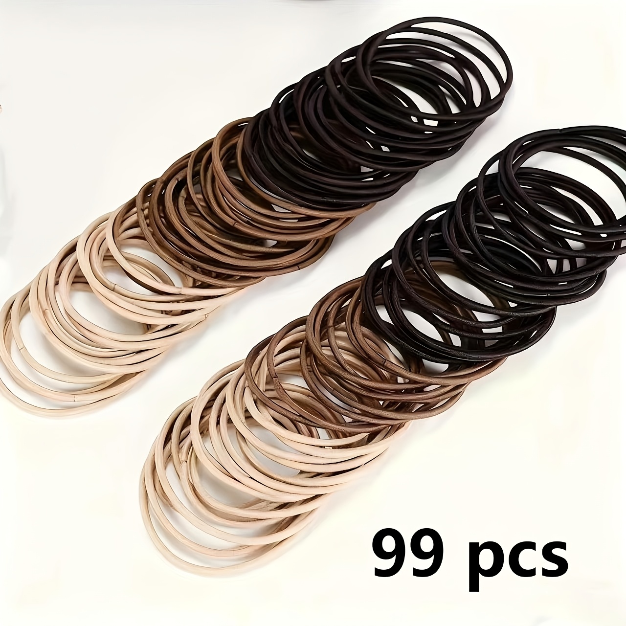 TEMU Paquete de 99 ligas para el pelo de estilo coreano, suaves, mate, sin costuras y elásticas, multicolor, versátiles, no dañinas, básicas y finas