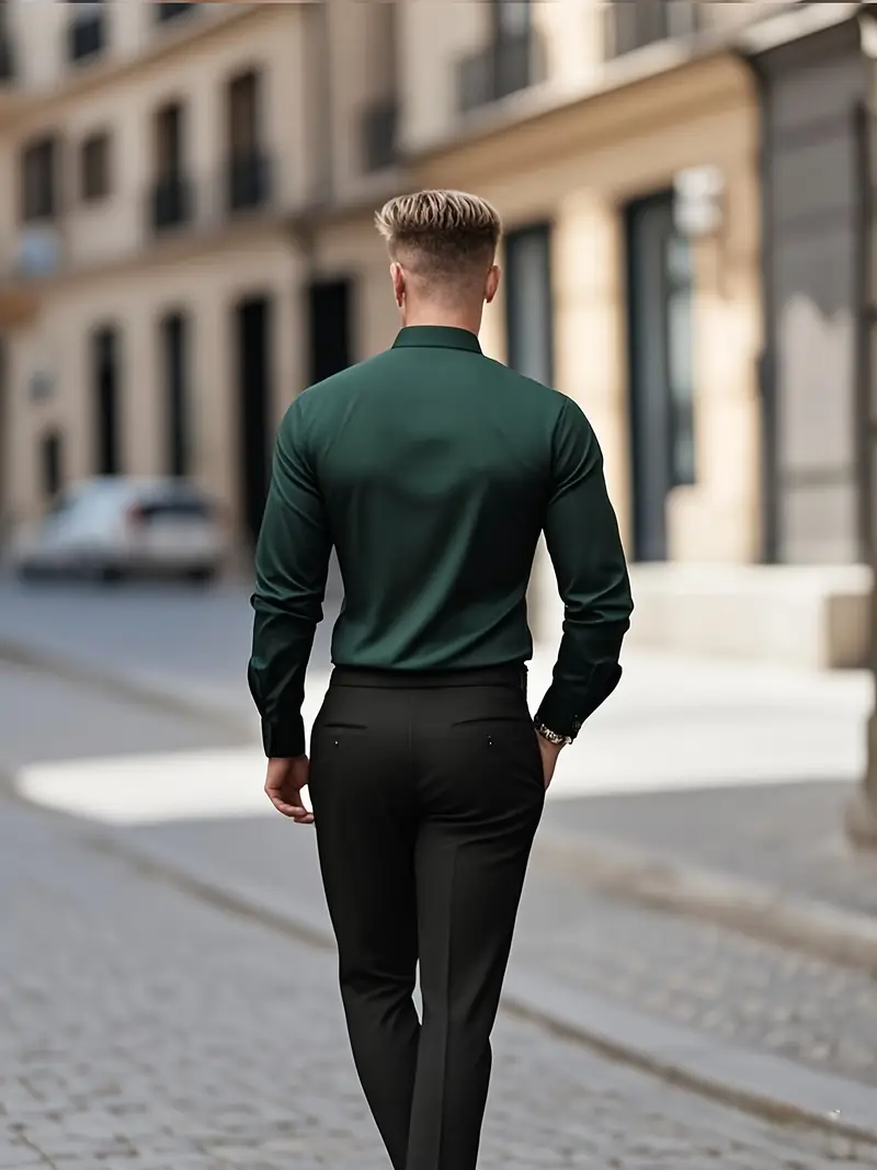 Spring/Autumn Business *'s Black Long-Sleeve *-Fit Shirt for Work, Office, and Professional Formal Wear for Young * Spring/Autumn Business *'s Black Long-Sleeve *-Fit Shirt for Work, Office, and Professional Formal Wear for Young *