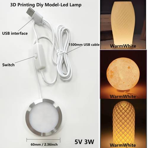 de de lámpara de escritorio en 3d, lámpara led de 8 mm de diámetro y 60 mm / foco led, aplicable (dormitorio, armario de ropa, , vitrina, entusiastas de la tecnología, regalos de graduación, únicamente, no impreso en 3d)