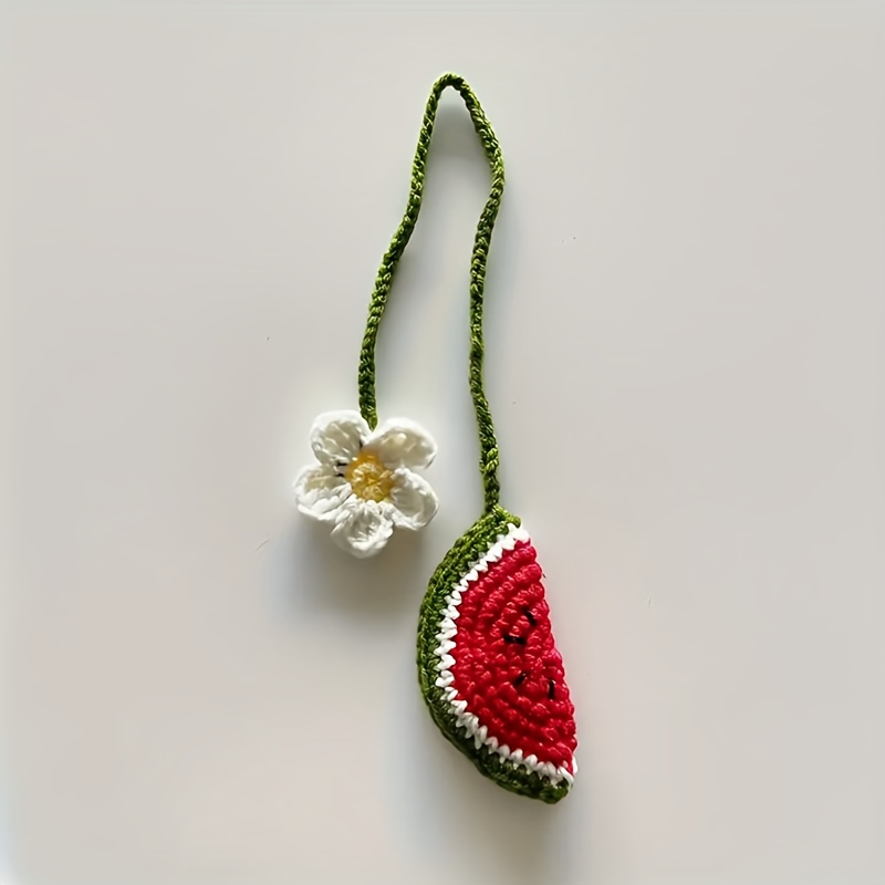 - Handmade Crochet Watermelon Car Hanging Bookmark, Home Decoration, Cute Design, Home Accent | Design | Durable Fabric, Fruit Decor
