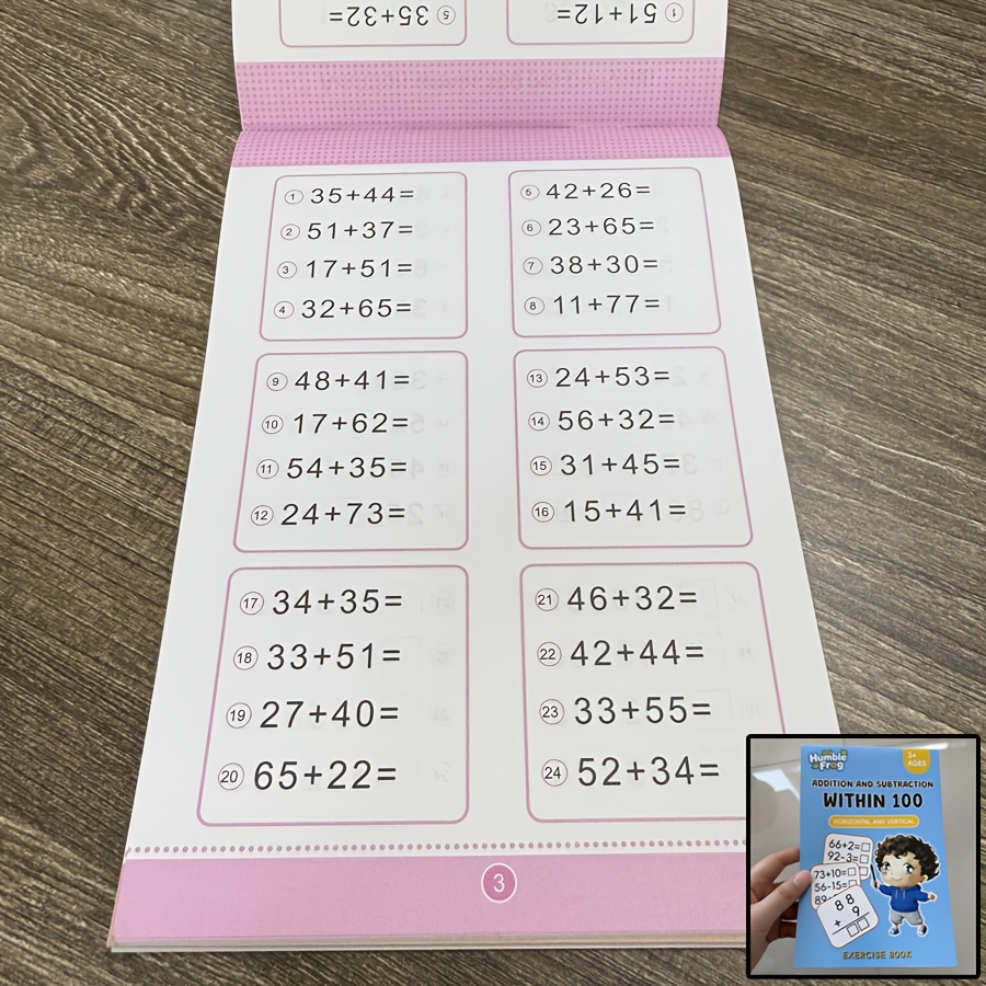 Math Daily Practice Book Workbook Suitable For Addition & Subtraction 10-100, Addition And Subtraction Drills For,, Homeschool & Use, Targeted Math Training Gift For School, Birthday Or Christmas