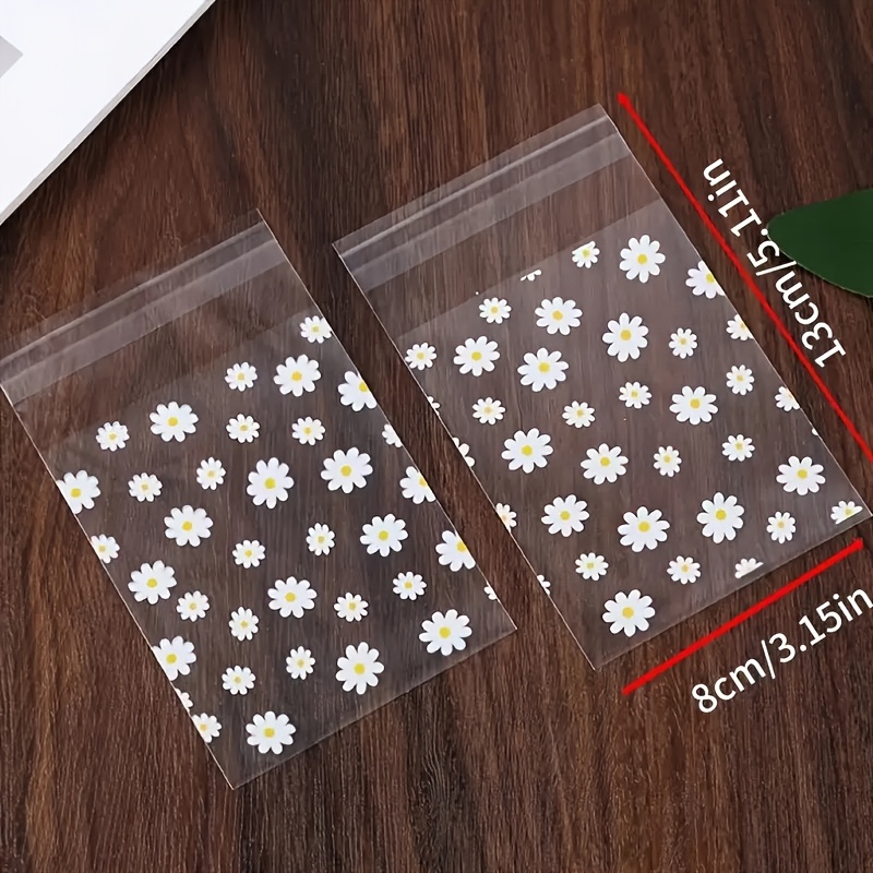 50/100 Cute Daisy Pattern OPP Self Sealing Bags, Gift Packaging