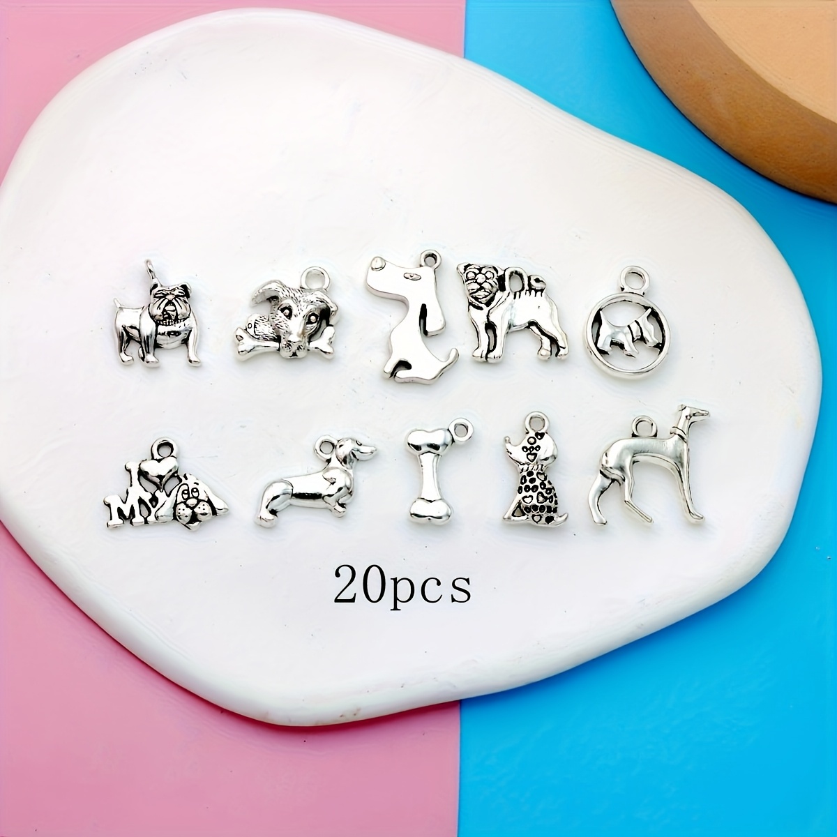 20pcs 10 Styles Mix Small Business Supplies Alloy Plated Antique Silvery Dog Bone Pendant Charms Necklace/earrings Pendant For Making