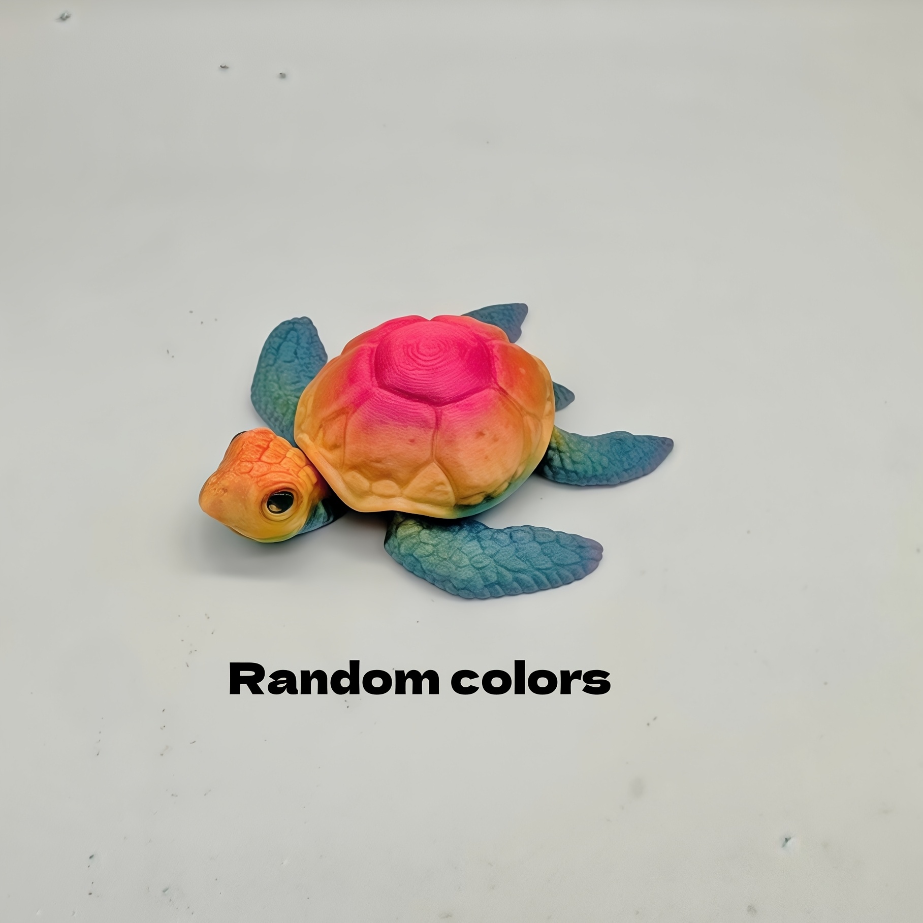 [2d Flat] 3d Printed Turtle Decorative Figurine | Plastic Home Decor, Collectible Hobby Piece For Halloween And Christmas, Random Eye Color