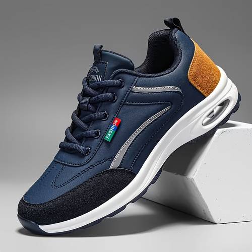 mens fashion sneakers lace pu material comfortable lining non slip soft soled running shoes suitable for outdoor activities