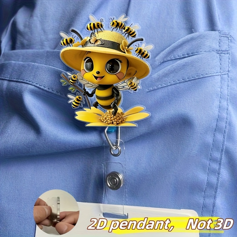 TEMU 1pc 2d Flat Acrylic Bee Holder | Durable Pmm Material, Retractable Label Clip For Medical Students And Nurse Practitioners | , Nurse Additions