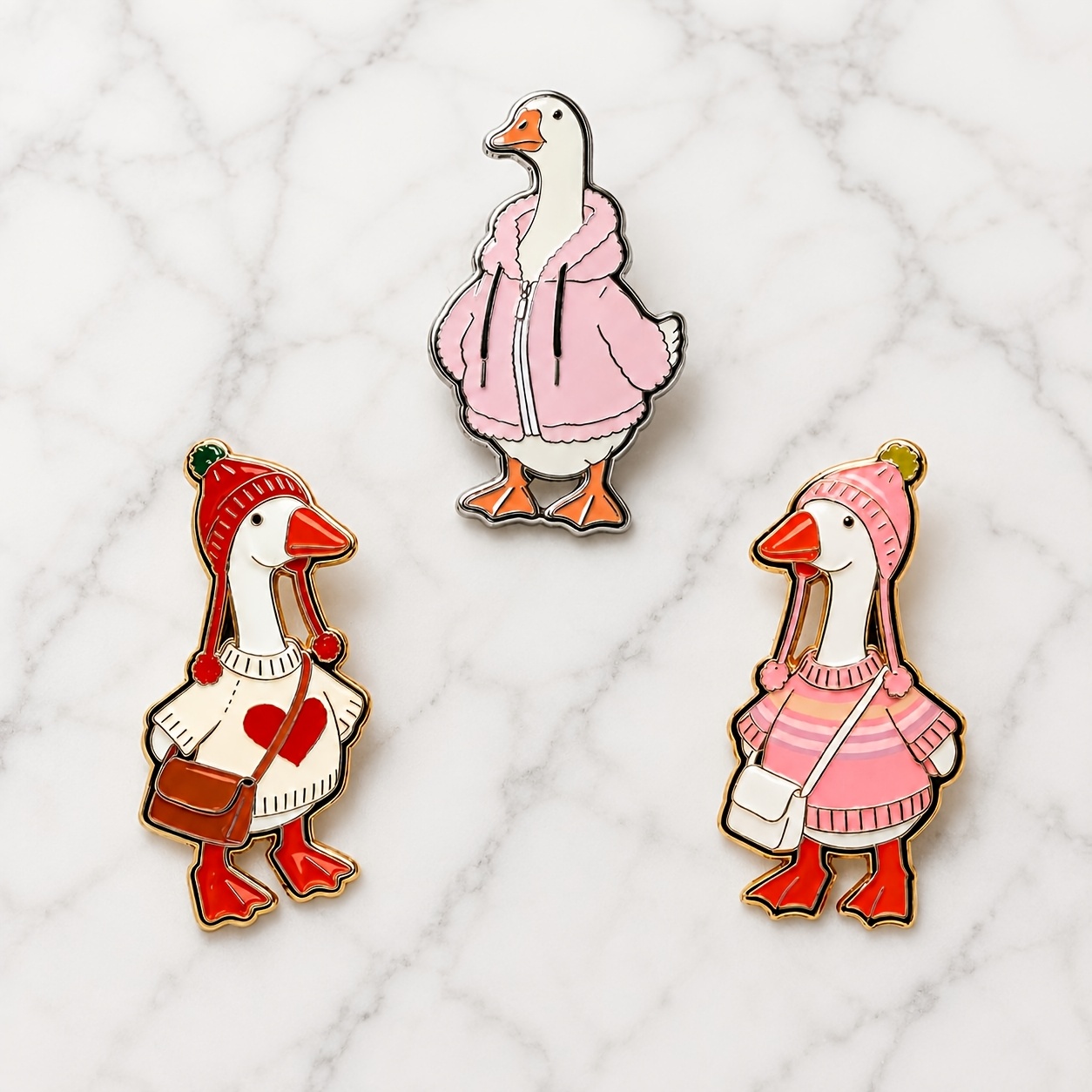 TEMU 3pcs Winter Outfit Animal Lacquered Badge Sweater Coat Crossbody Bag Multi-style Badge Daily Outing Outfit Decoration Gift Cute Small Gift