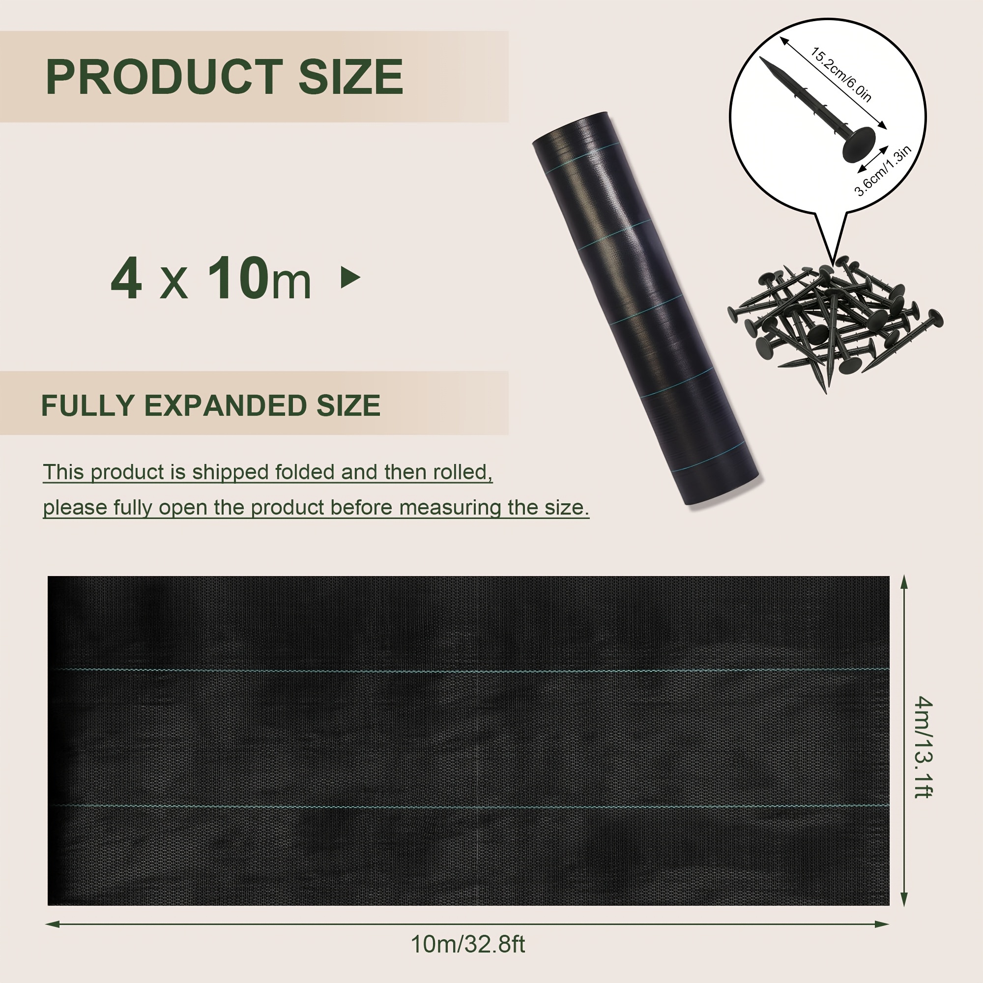 Image of 2pcs Weed Control Fabric Weighing 120g/m² Designed To Prevent Weeds In Gardens. Perfect For Use In Planting Beds, Garden , And Landscaping. This Durable And Breathable Ensures Long-lasting Maintenance
