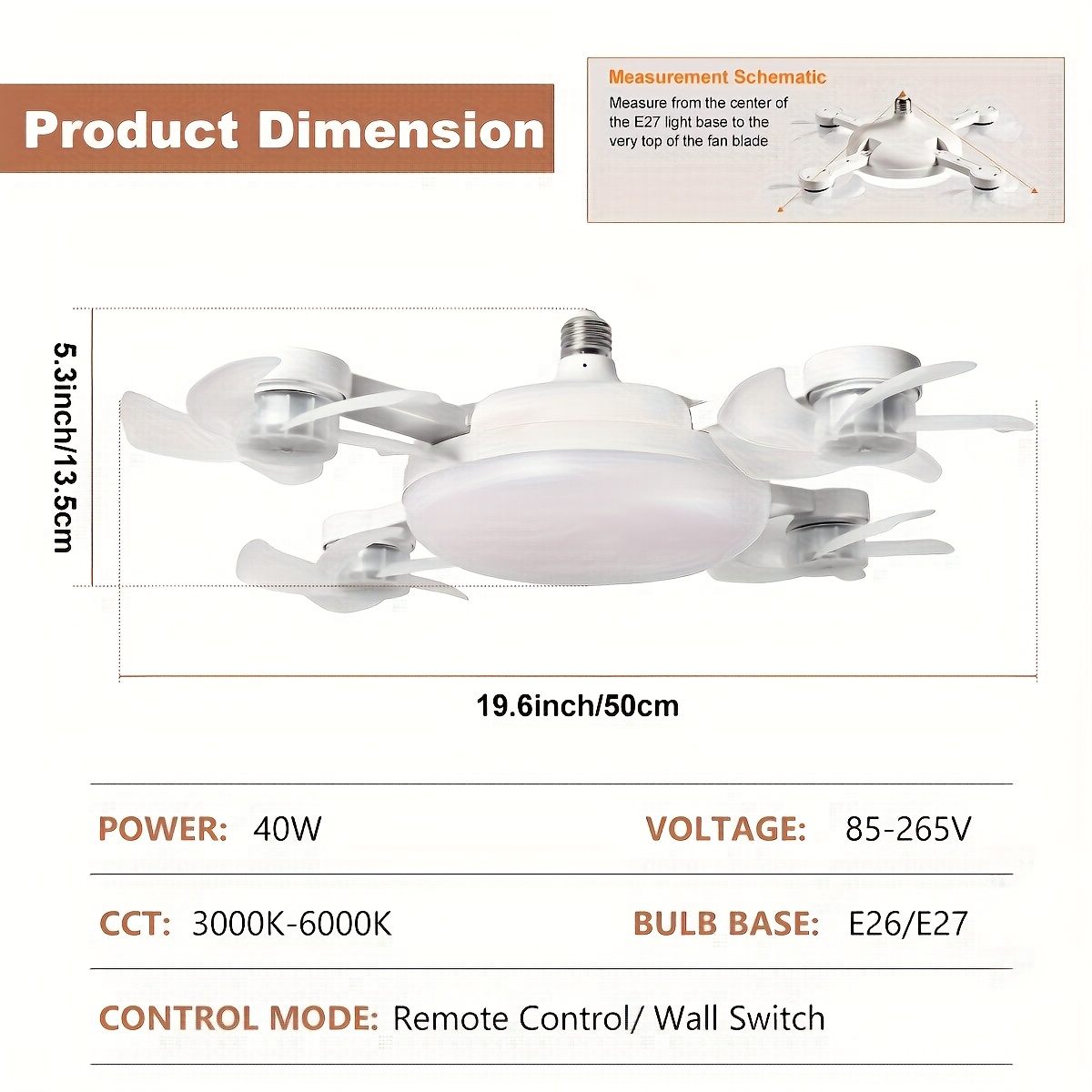 LED Smart Ceiling Fan Light - E27/E26 Screw Port With Remote Control, Adjustable Brightness And 3 Speed Adjustment, Suitable For Bedroom, Living Room, Study, Kitchen And Bathroom - Modern Design, Suitable For All Seasons (2-in-1-3/4/5 Head Fan Light