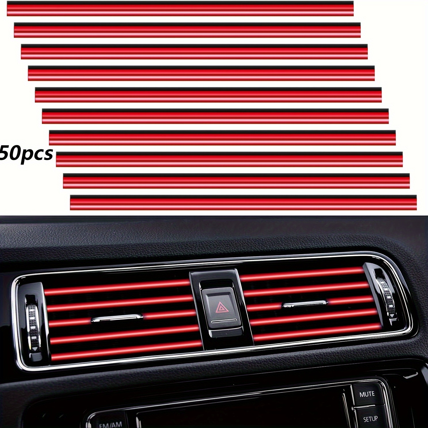 50 pcs   car air conditioner vent trim decoration strip accessories waterproof flexible shiny auto car vent interior accessories for all air vent outlet car interior acessories details 0