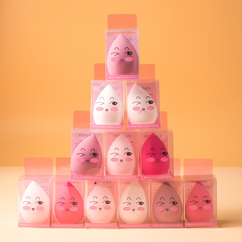 TEMU 12pcs Professional Makeup Sponges, Soft Flawless Cosmetic Applicators, Wet Dry Use For Liquid Foundation And Face Makeup, Random Colors