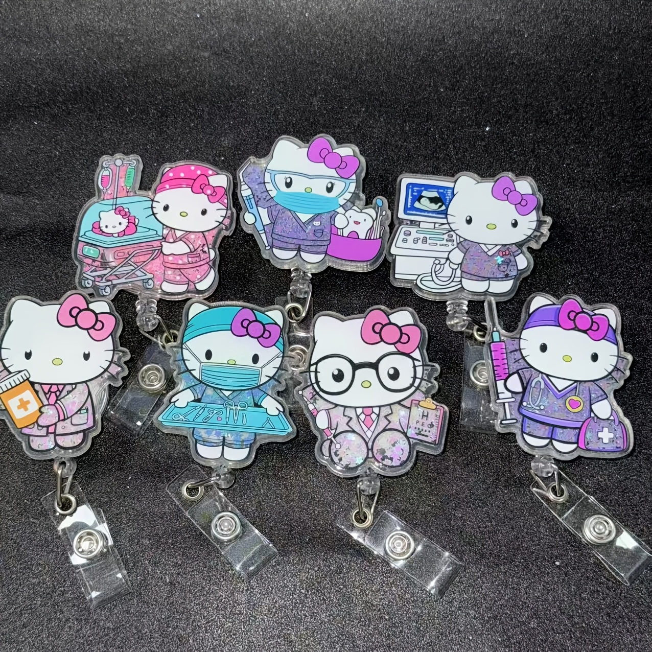 

Sanrio Hello Kitty Cartoon Nurse Id Badge Clip - Cute Acrylic Character For Doctors, Nurses, And Teachers, Roll