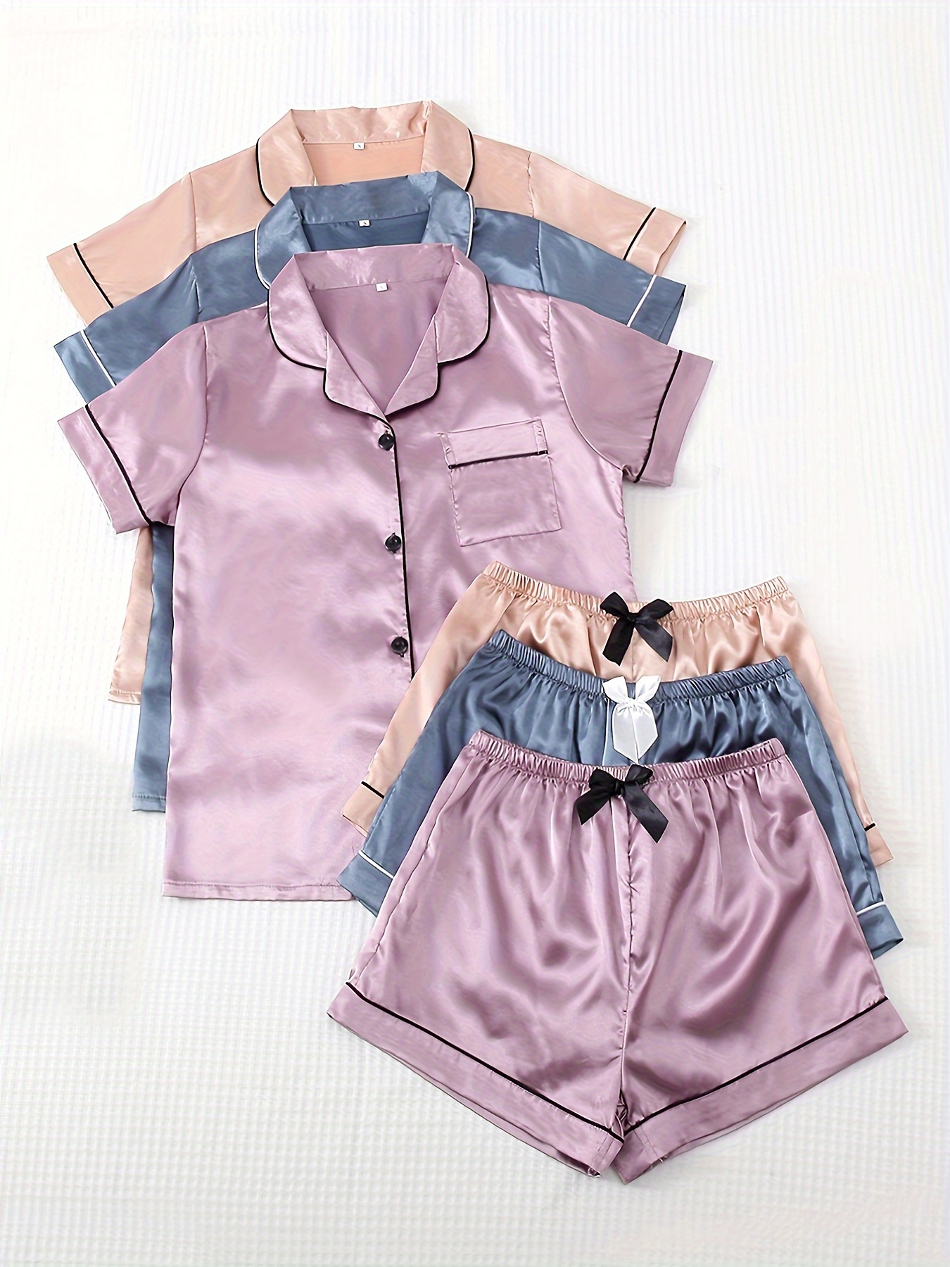 Satin Chilling Out Top and Shorts Pyjama Set  Short pajama set, Pajama  shorts, Pajama set