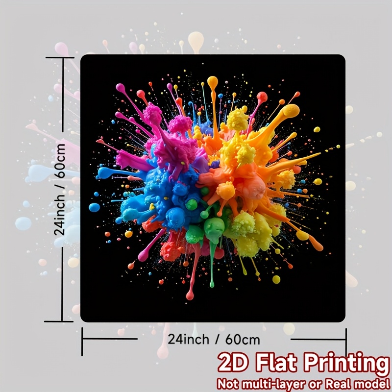 TEMU 1pc, 2d Flat Printing Washing Machine Mat, Washing Machine Mat, Splatter Paint, Polyester,versatile For Washing Machine Top, Fashionable Laundry
