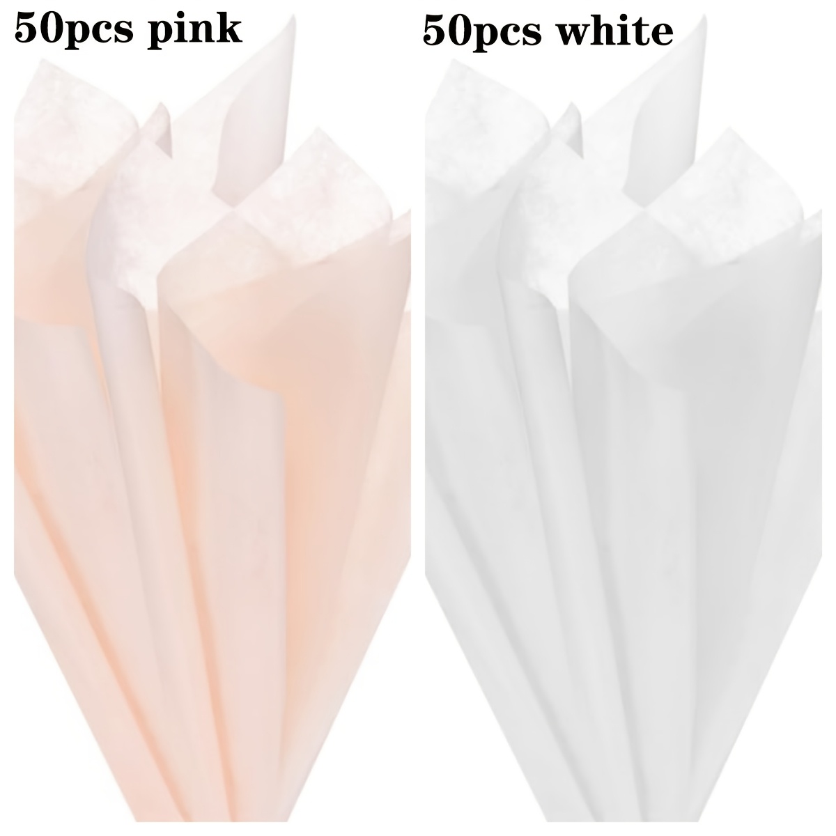 Image of 100pcs Premium 50pcs Pink+50pcs White Floral Arrangement Packaging Paper Waterproof Milkcoated Fabric, 11.8x11.8x0., Assorted Colors For Craft & Diy Supplies