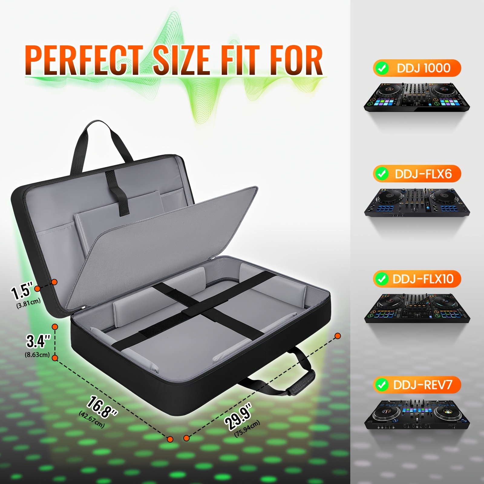 dj controller case ddj flx10/ 1000/ 7/ flx6 padded large - Temu