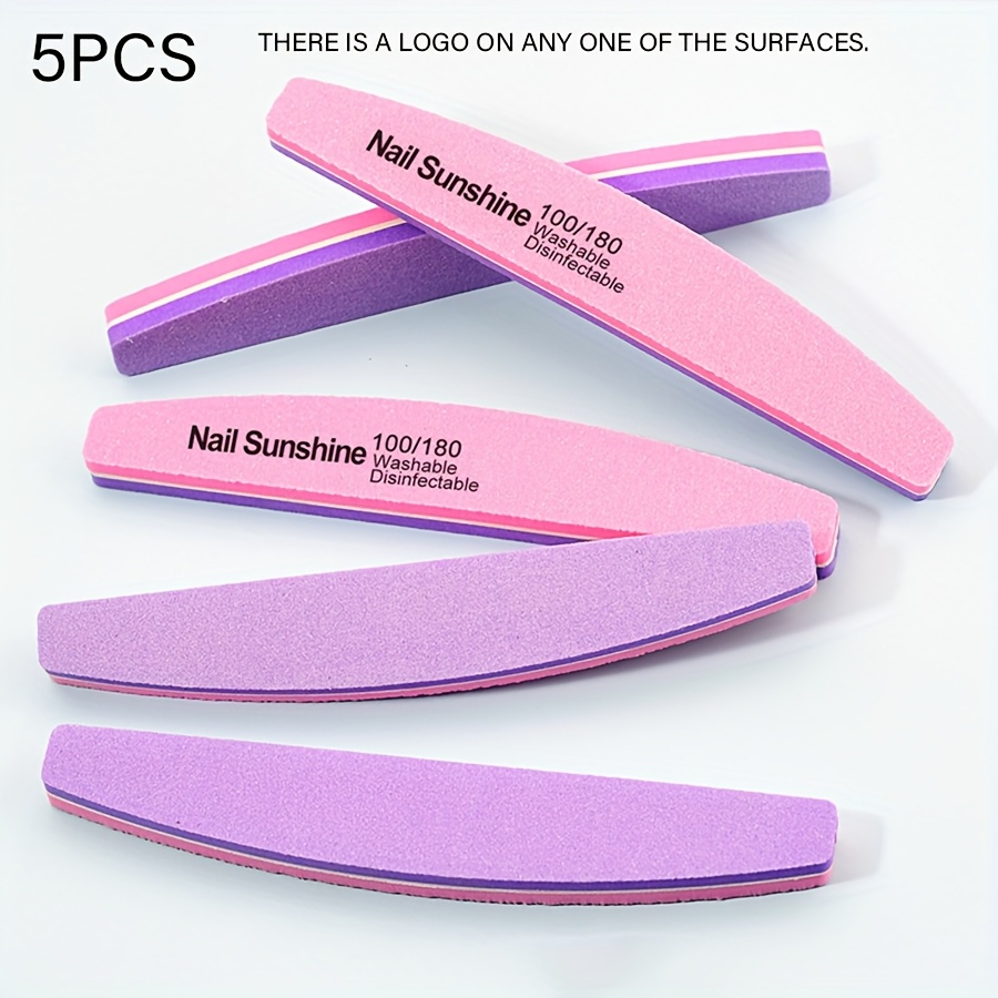 TEMU 5pcs Professional Double-sided Nail File Block Colorful Sponge Nail Polish Buffing Sanding Buffer Strip Polishing Pedicure Manicure Tools
