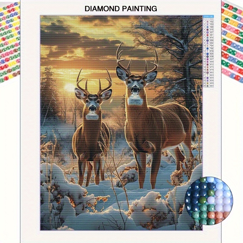 

5d Diamond Painting Kit For Adults – Deer Theme Full Drill Art Set | Round Diamond Diy Craft | Animal Canvas Mosaic Decoration | Wall Art For Living Room Bedroom Home Decor | 11.8 X 15.8 Inches