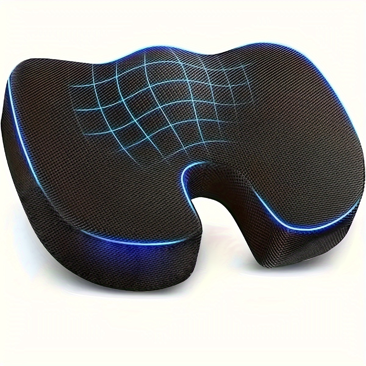 

Ergonomic Memory Foam Seat Cushion For Office Chair And Car - Cooling, Soft Cotton Surface, Lightweight, Machine Washable Cover With U-shaped Design For Tailbone Support And Comfort