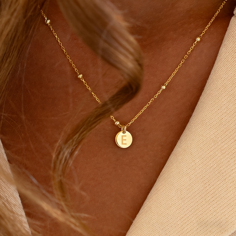 TEMU [customized] A Custom Diy 26 Letter Stainless Steel Necklace, 18k Golden Plated, Personalized Name Jewelry Gift, Couple Same Style Necklace,