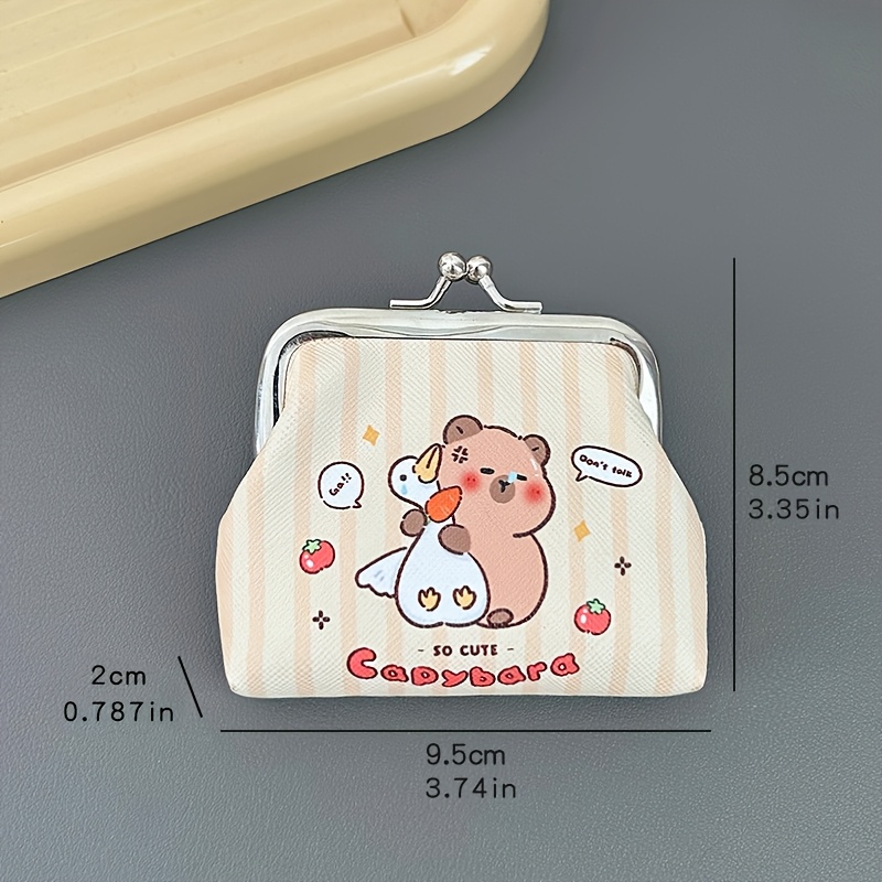 Image of Adorable Capybara Coin Purse, Convenient Storage With Fun Design, Extra Large Opening Suitable For , Earphones, Lipstick Organizer, Small Size Easy To Carry