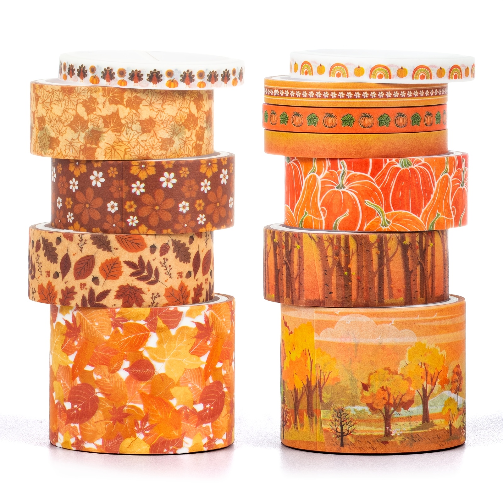 TEMU 12 Rouleaux de Ruban Washi Automne Thanksgiving, Motif Automne, Citrouille, Feuilles d'Érable, Ruban de Masquage, 3 Tailles, Washi Motif Récolte