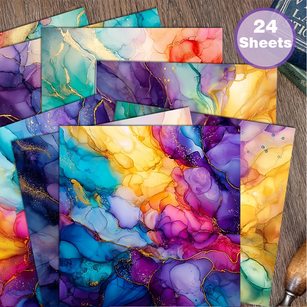 TEMU 24 Sheets Inches Gradient Light Luxury Abstract Style /notebook, Suitable For Collage, Origami And Journaling Materials, Paper, Handmade ,
