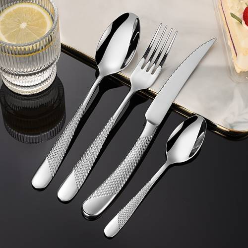 24pcs or 16pcs for 6 person stainless steel cutlery set suitable for hotel star diamond utensils with forks spoons knives dishwasher safe durable easy clean for parties holidays everyday use