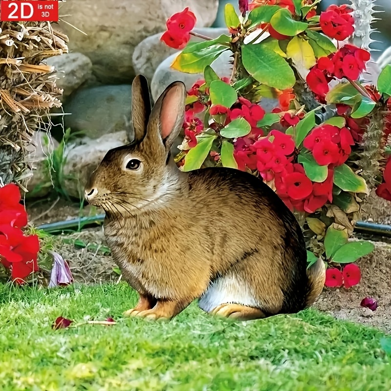 

2d1pcs Realistic Rabbit Metal Yard Stake, Animal Statue Decoration, Farmhouse Patio And Porch Garden Ornament, Outdoor Animal Statue Decoration