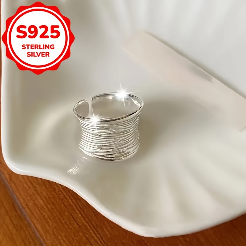 925 Silver Wide Band Women's Ring Adjustable with Packaging