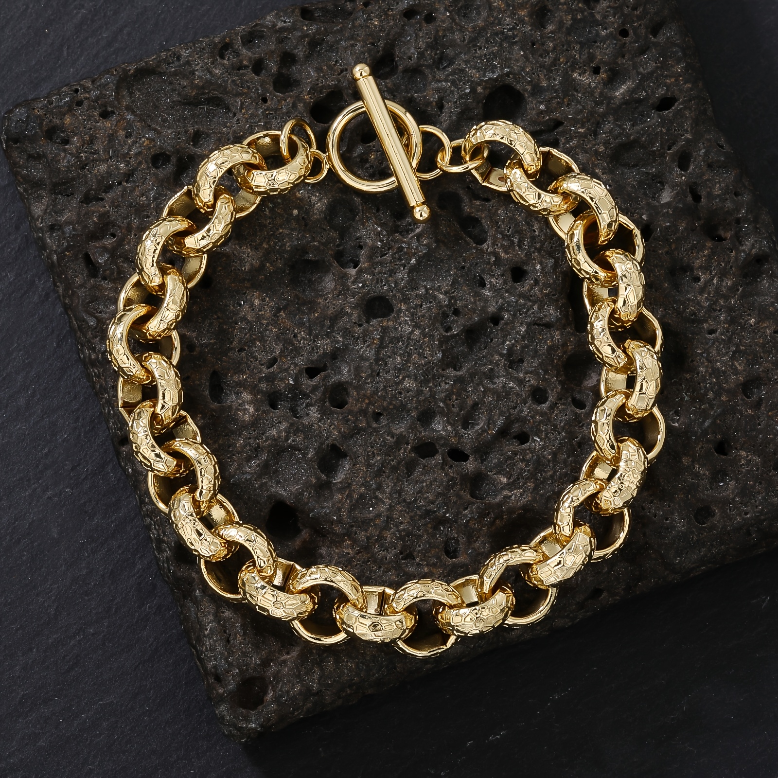 18K Plated Copper Turtle Pattern Chain Men's Bracelet