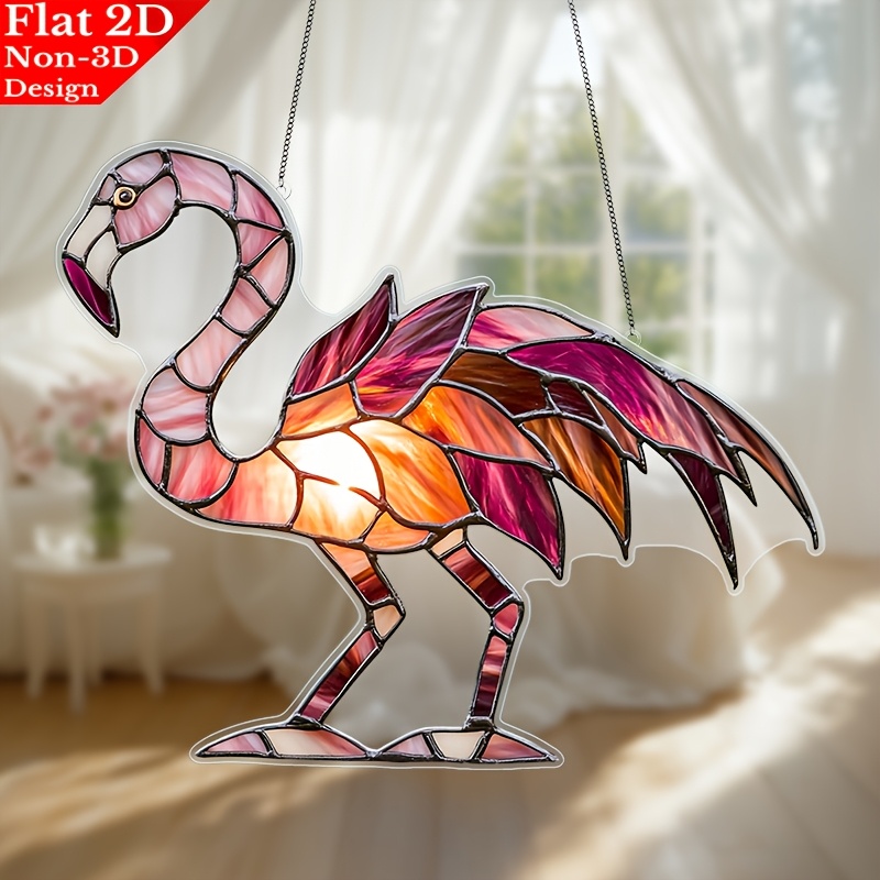 

1pc Elegant Flamingo Stained Glass Suncatcher - Vibrant 2d Acrylic Design (11.8" X 9.6"), Living Room, Bedroom, Patio - Tropical-themed Hanging Decoration, Ideal Gift For Bird Lovers,