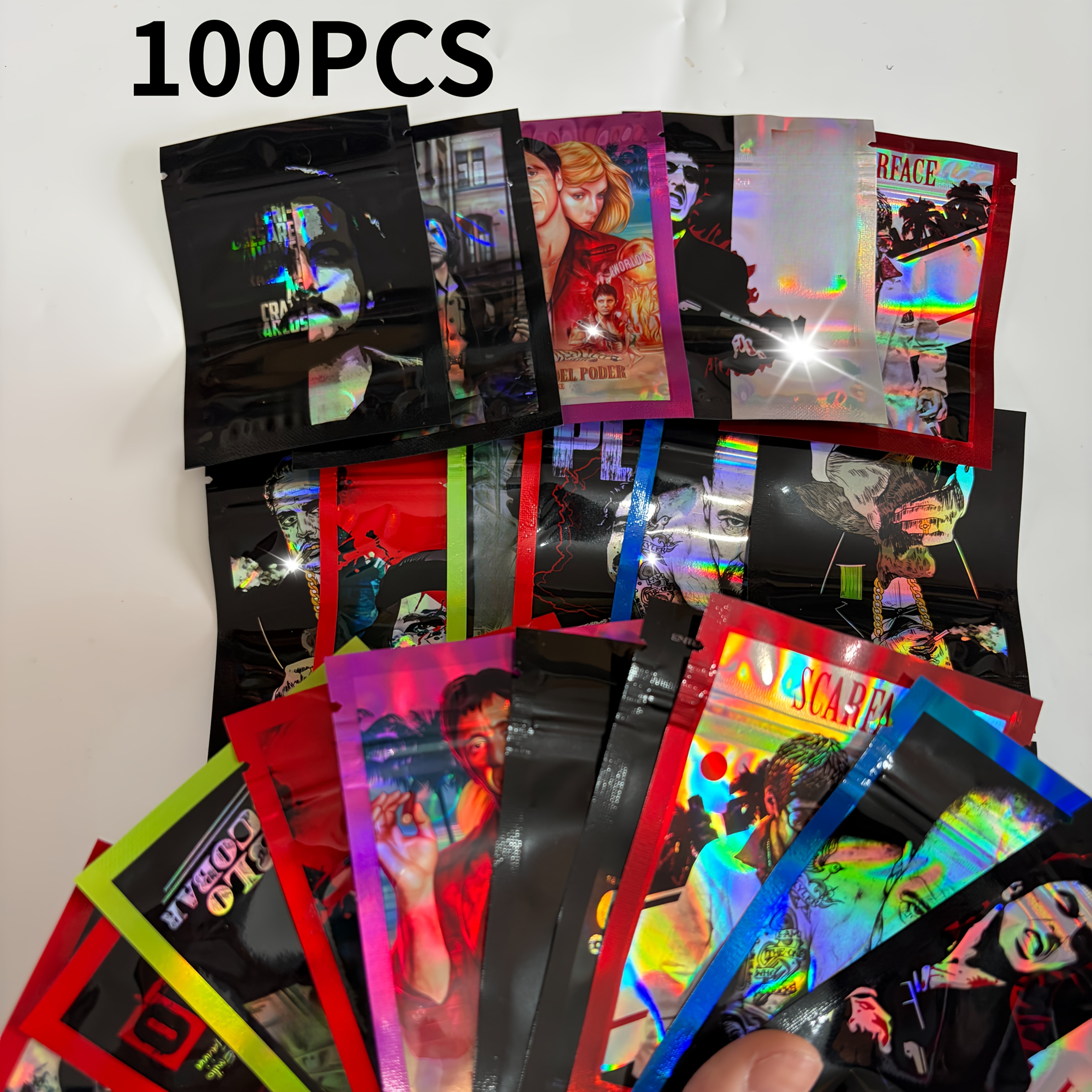 TEMU 100/50pcs 7x10cm Reusable Mixed Style Random Small Resealable Bags, Plastic, Odor-proof, Mylar Bags For Jewelry Storage, Arts, Crafts, Sewing,