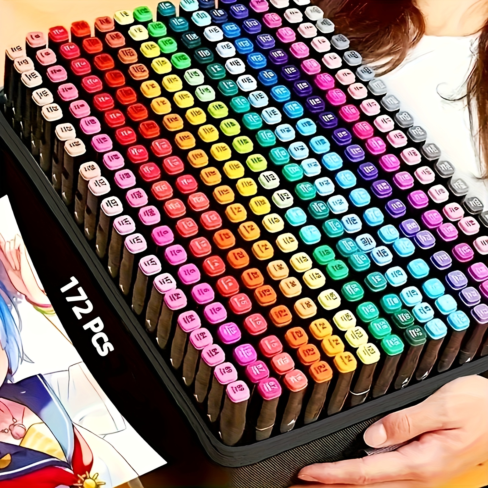 TEMU Alcohol Markers 168 Colors Dual Tips Art Markers Sketch Pens Set, Art Set Drawing Markers Pen, Art Supplies Kit For Adult Coloring, Sketching,
