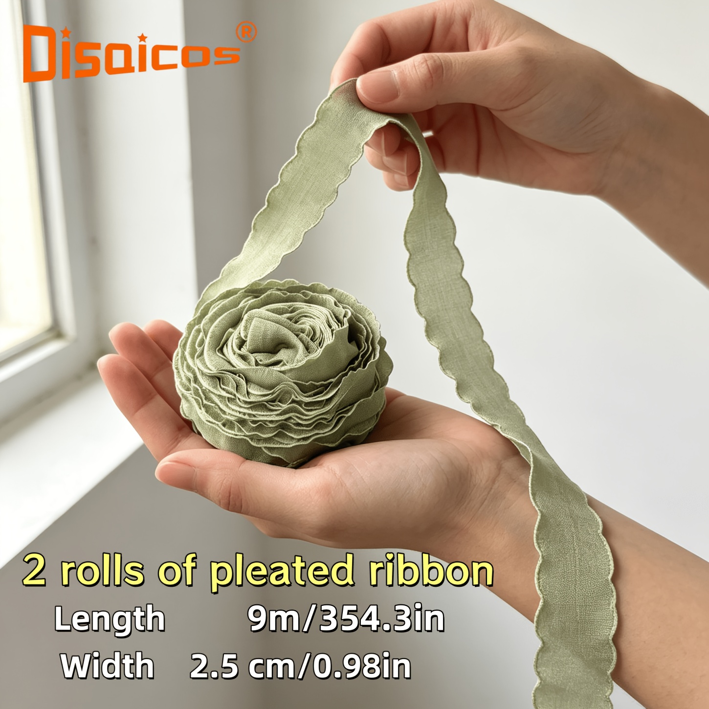 TEMU 2 Rouleaux (9M de Long, 2.5Cm de Large) de Ruban à Bord Fixe, Ruban d'Emballage Vert Matcha à Faible , Bouquet//Bijoux Faits Main/Decoration de