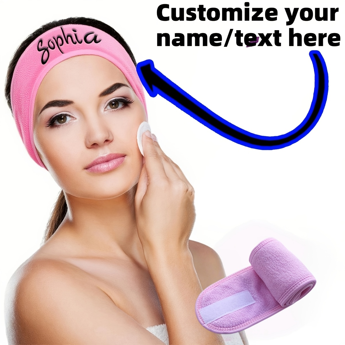 TEMU A Custom Embroidered Headband Self-adhesive And Adjustable, Suitable For Face Washing, Makeup, Beauty, Yoga, Women's Additions, Personalized