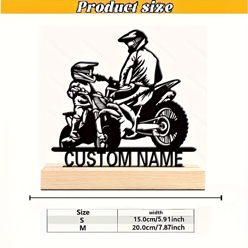 TEMU 1 Custom Metal Statue Of A Motorcycle Featuring A , With Options For Personalized Name Or Text Engraving. Made From Durable Cast Iron And Set On