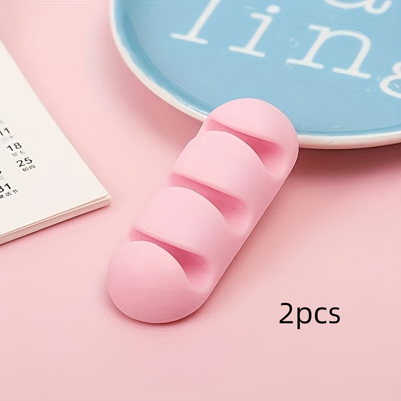 TEMU 2-pack Silicone Desk Organizer Clips | Straighteners For Data Cables And Wires
