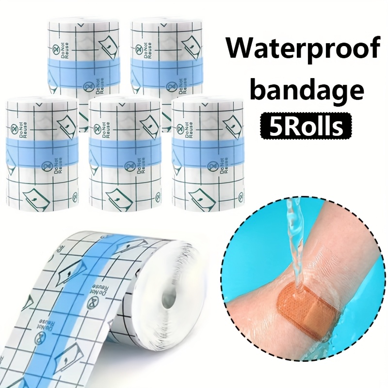 5 rolls of bandage tape 2 x1 09 yards waterproof transparent film swimming waterproof film rainproof tape for initial and skin   tattoo wrapping material