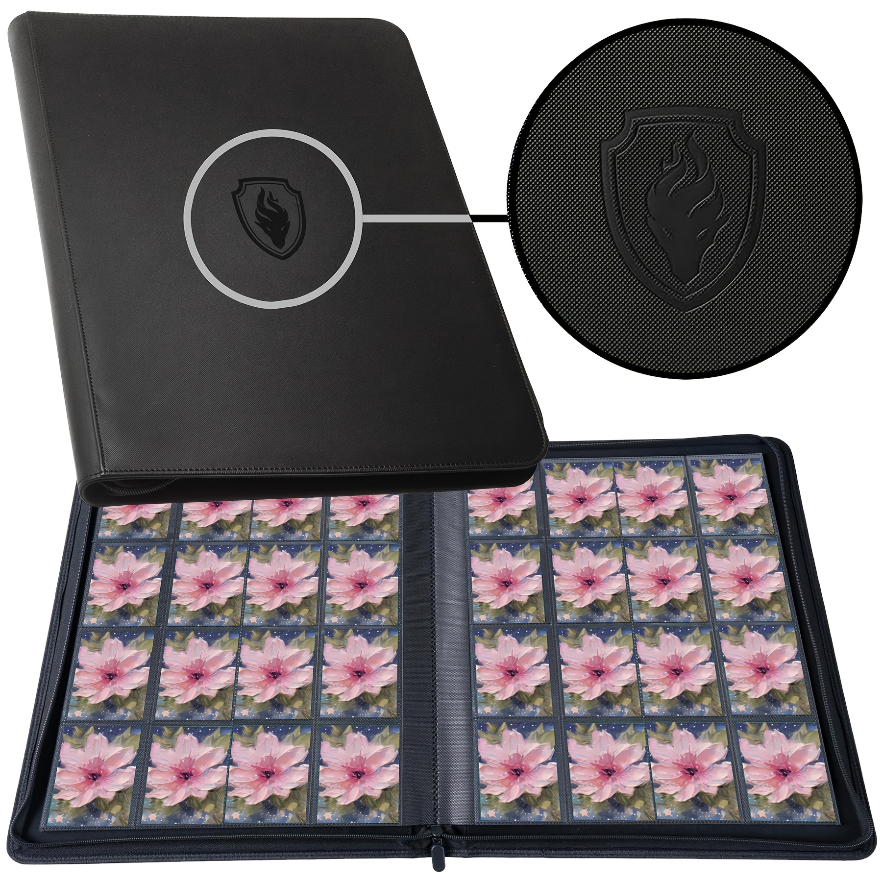 1024 trading card holder premium faux leather binder zipper - Temu Pakistan