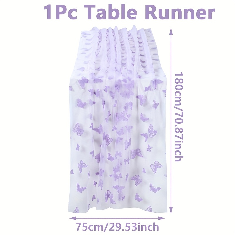 E-shop 1 Stück Eleganter Tischläufer Aus Schmetterlingsnetz In Lila - 70,87 Zoll Langer, Aus Polyester, Rechteckiger, Mit Komplexen