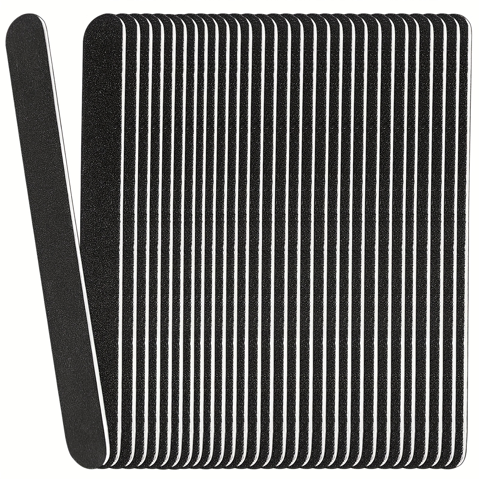 20pcs professional double sided nail files 100 180 grit black scrub sheets for manicure pedicure unscented nail polishing tools for     use