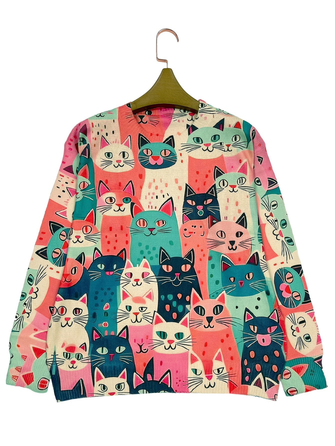 Sweat Shirt Femme Blanc - Chat Imprimé - Comfort Colors - Taille M